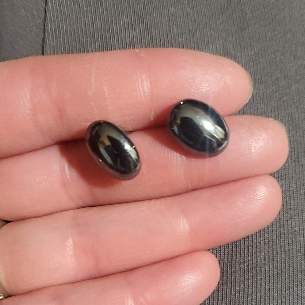 Glossy Black Oval Earrings